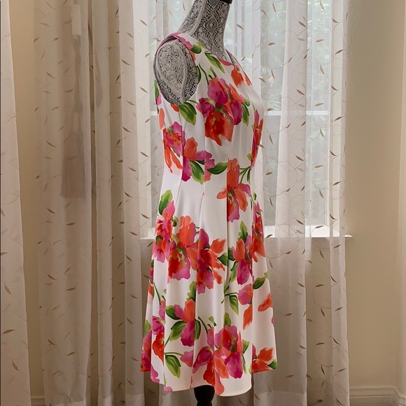 Dress Barn Ivory Tropical Print sheath dress sz8 - Picture 2 of 8